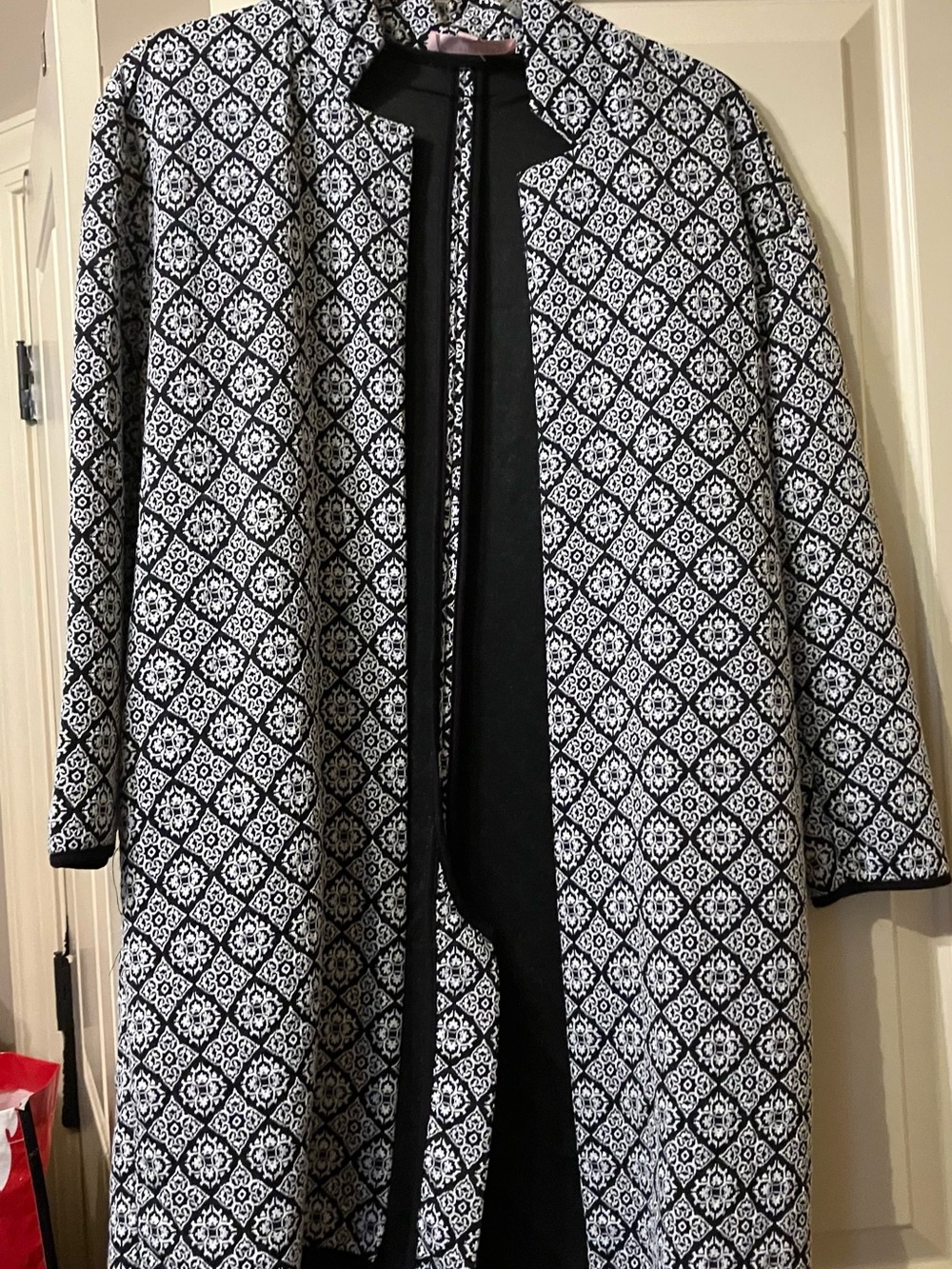 Black and white knee jacket
